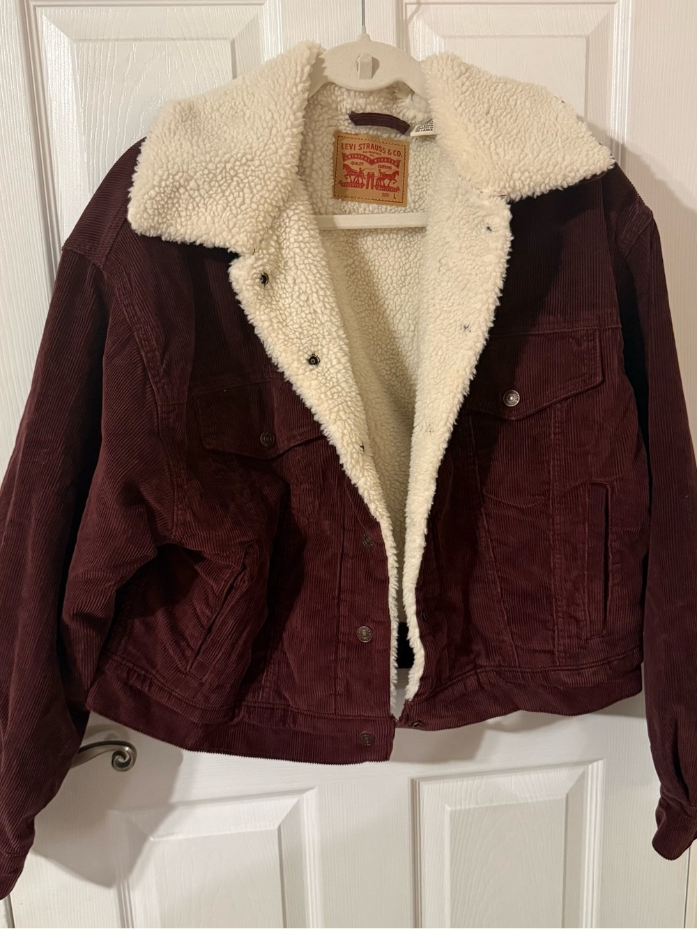 Levi's Women's Burgundy Corduroy Sherpa-Lined Bomber Jacket